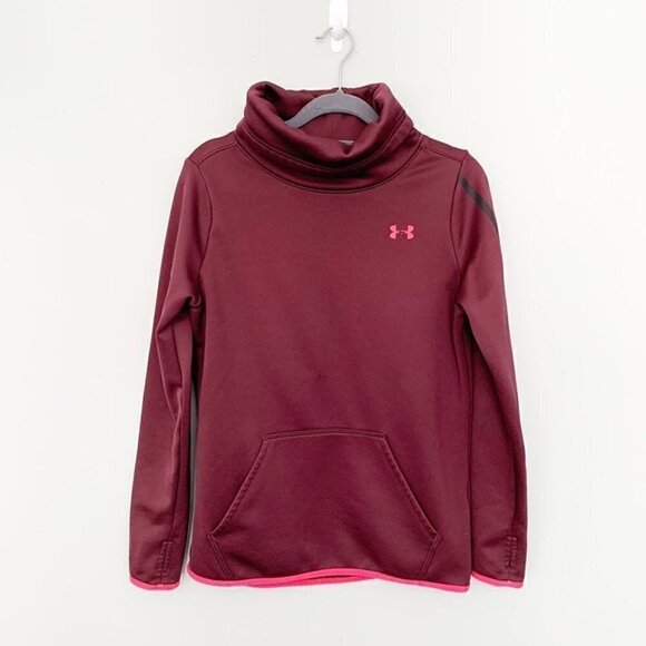 5/$25 Under Armour long sleeve maroon collared sweatshirt with thumb holes - Picture 1 of 8